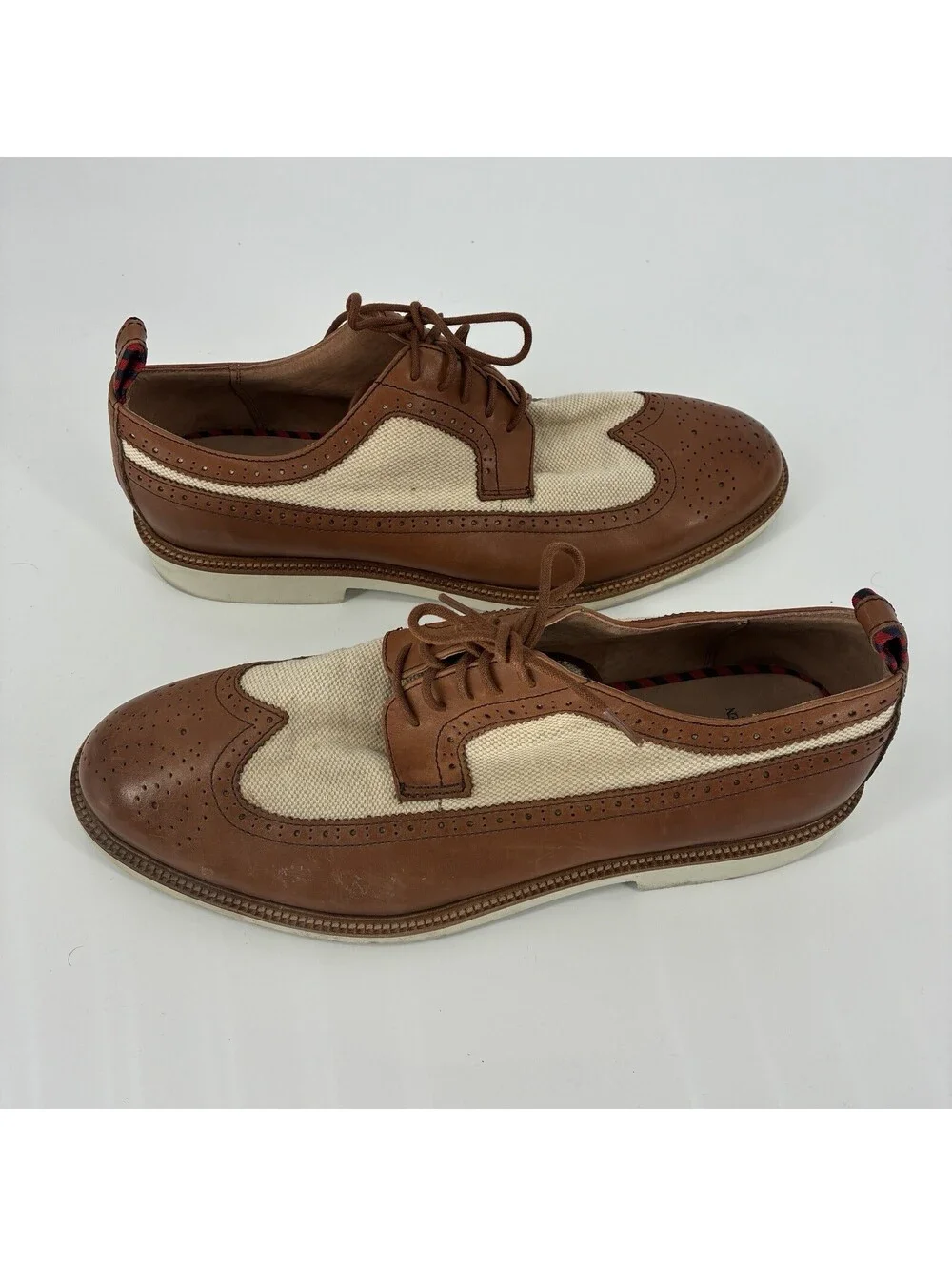 Ralph Lauren Torrington Spectator Oxford Leather Canvas Men A13 Wingtip Brogue